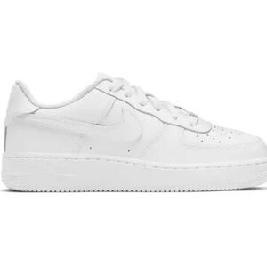 Nike AF1 Air Force 1 white/white leather sneakers big kid 4/EUR 36
